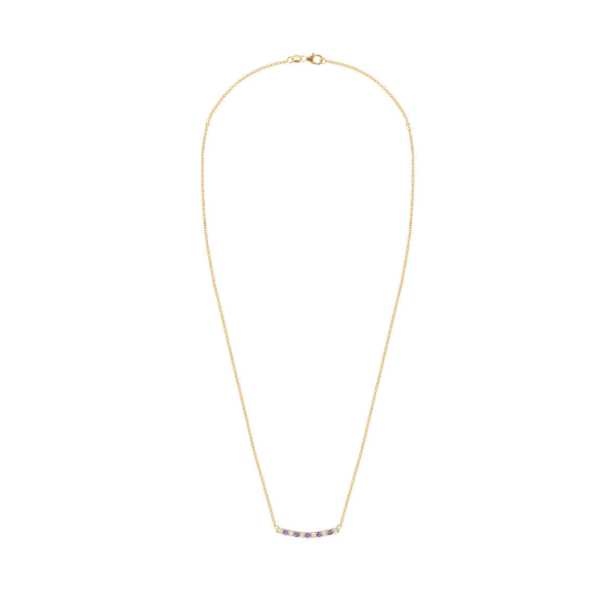 0.15 CT Round Amethyst Lab Made Diamond- February Birthstone Bar Necklace 5