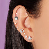 0.88 TCW Round & Baguette Cut Moissanite Peace Out Stud Earrings in Gold 3