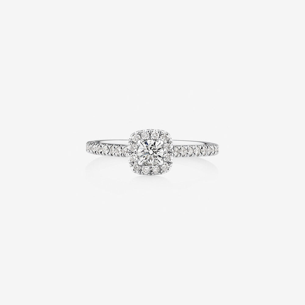 Stunning 0.5 CT Round Moissanite Stone Engagement Ring In Halo & Pave Design 1