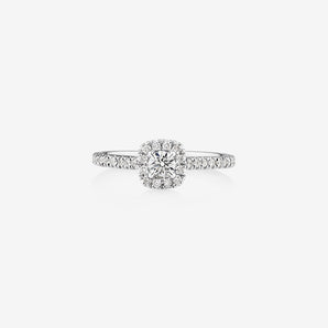 Stunning 0.5 CT Round Moissanite Stone Engagement Ring In Halo & Pave Design