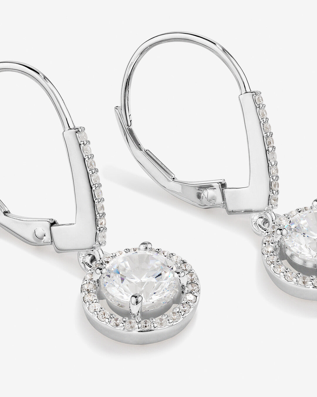 Round Cut Cubic Zirconia in 925 Sterling Silver Earrings 3