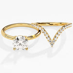 1.0 CT Round Cut Moissanite Solitaire Bridal Ring Set with Curved Wedding Bands 1