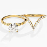1.0 CT Round Cut Moissanite Solitaire Bridal Ring Set with Curved Wedding Bands 1