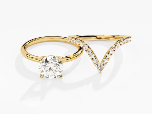 1.0 CT Round Cut Moissanite Solitaire Bridal Ring Set with Curved Wedding Bands 1