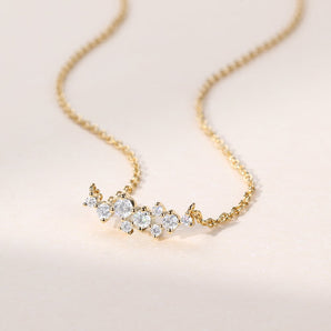 Classic 0.30 CT Round Moissanite Diamond Cluster Pendant Necklace in Solid Gold