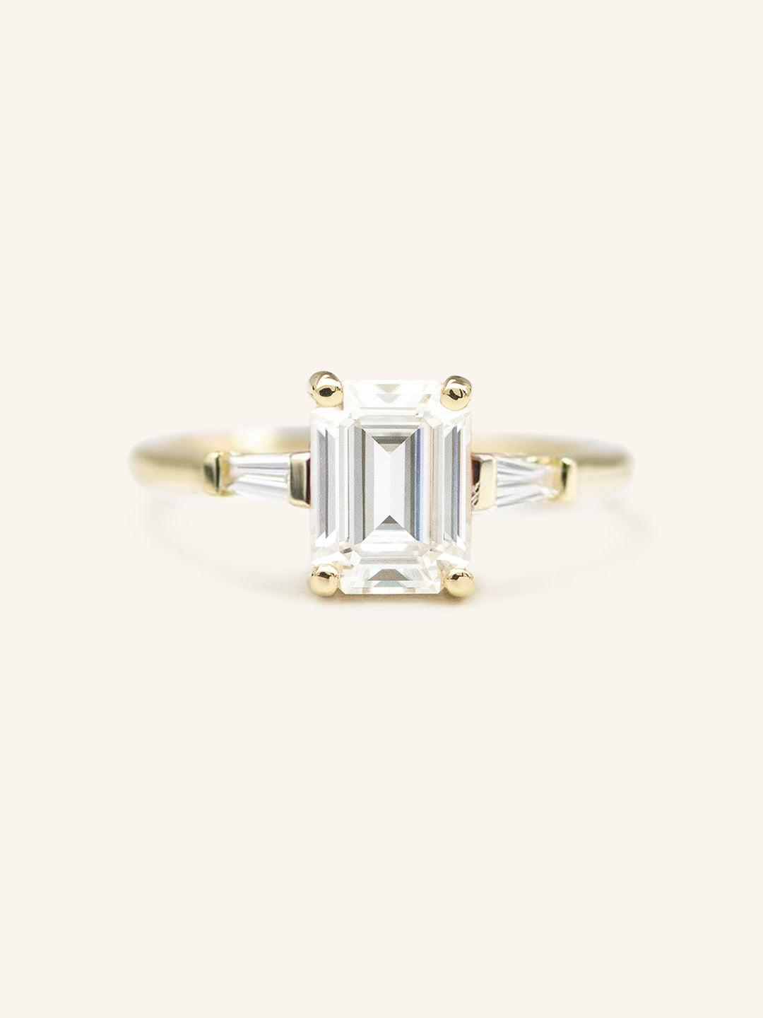 Stunning 1 CT Emerald Moissanite Engagement Ring With Three Stone Design 1