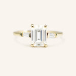 Stunning 1 CT Emerald Moissanite Engagement Ring With Three Stone Design 1