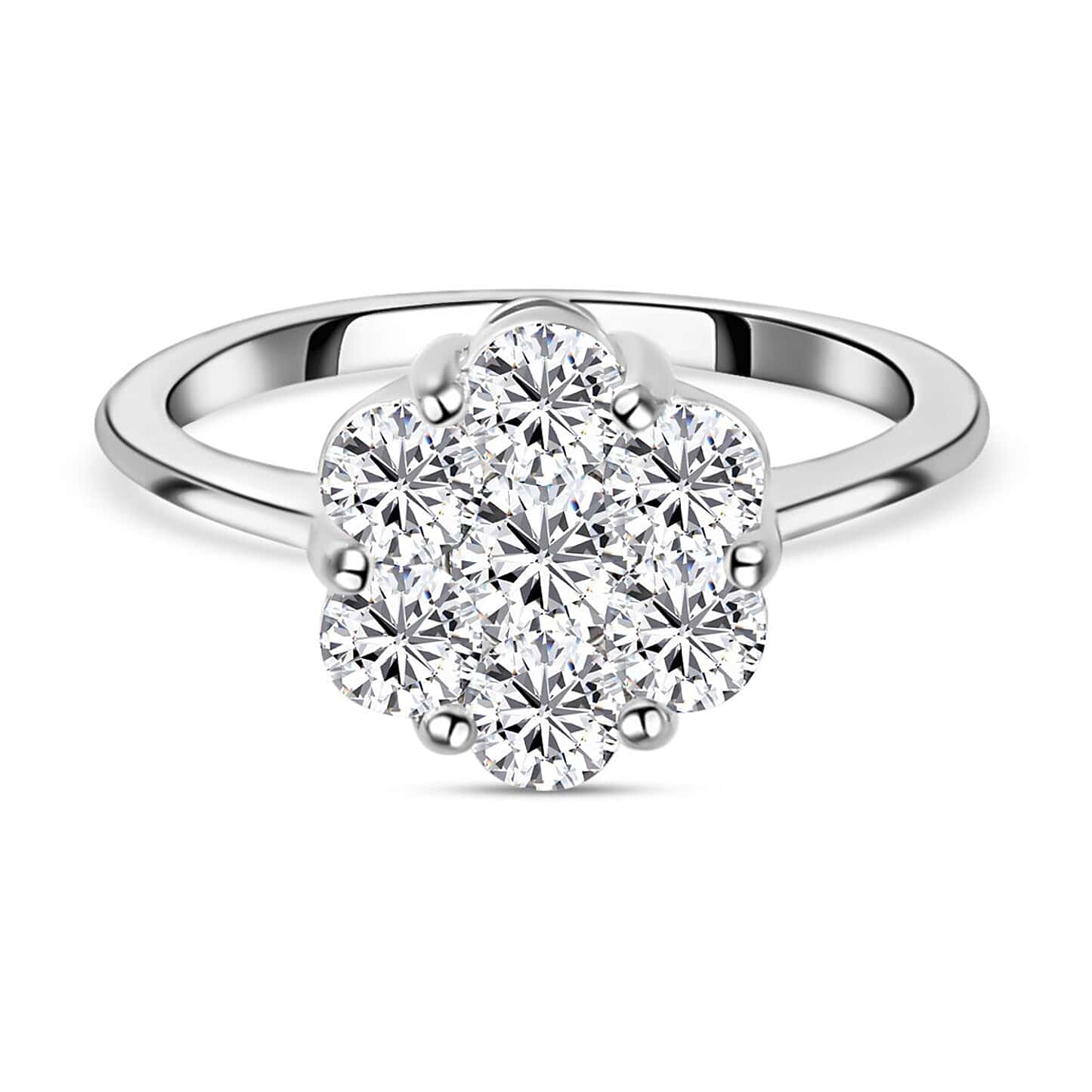 Round Cut Cubic Zirconia in 925 Sterling Silver Ring 7
