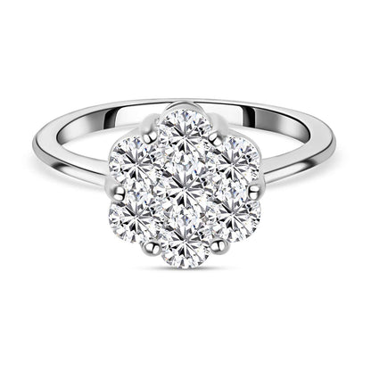 Round Cut Cubic Zirconia in 925 Sterling Silver Ring 7