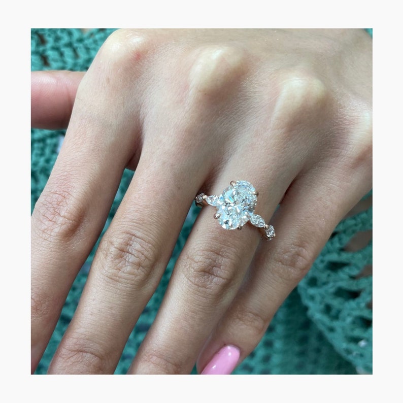 Stunning 2.5 CT Oval Moissanite Engagement Ring in a Hidden Halo Design 3