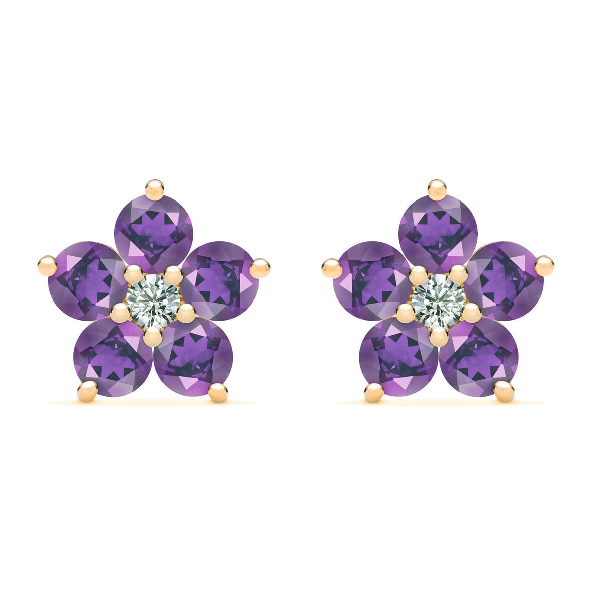 0.20 CT Round Amethyst Lab Made Diamond- February Birthstone Studs 1