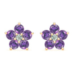 0.20 CT Round Amethyst Lab Made Diamond- February Birthstone Studs 1