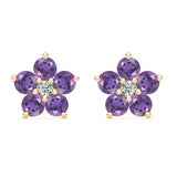 0.20 CT Round Amethyst Lab Made Diamond- February Birthstone Studs 1