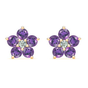 0.20 CT Round Amethyst Lab Made Diamond- February Birthstone Studs