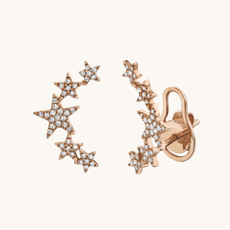 1.0 TCW Round Cut Moissanite Star Stud Earrings in Gold 1