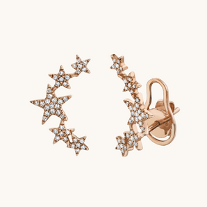 1.0 TCW Round Cut Moissanite Star Stud Earrings in Gold