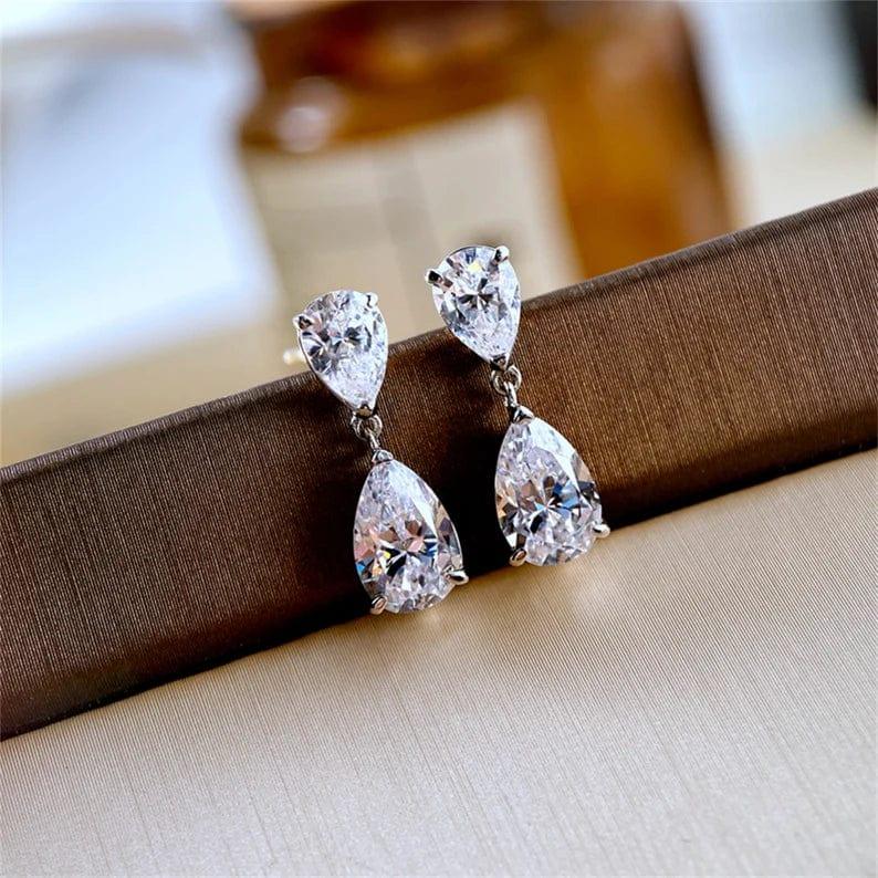 3 TCW Pear Cut Hoops Moissanite Earrings