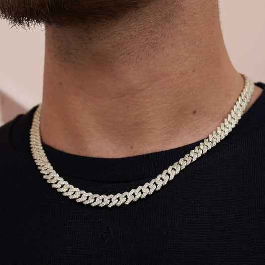 40 CT Round Moissanite Diamond Cuban Silver Necklace For Him 1