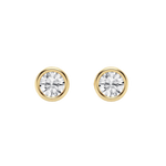 Classic 0.20 TCW Round Cut Moissanite Bezel Stud Earrings in Gold 1