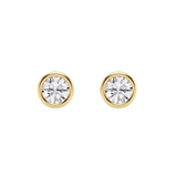 Classic 0.20 TCW Round Cut Moissanite Bezel Stud Earrings in Gold 1