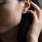 0.50 TCW Round Cut Moissanite Flower Shape Earrings in Gold 6