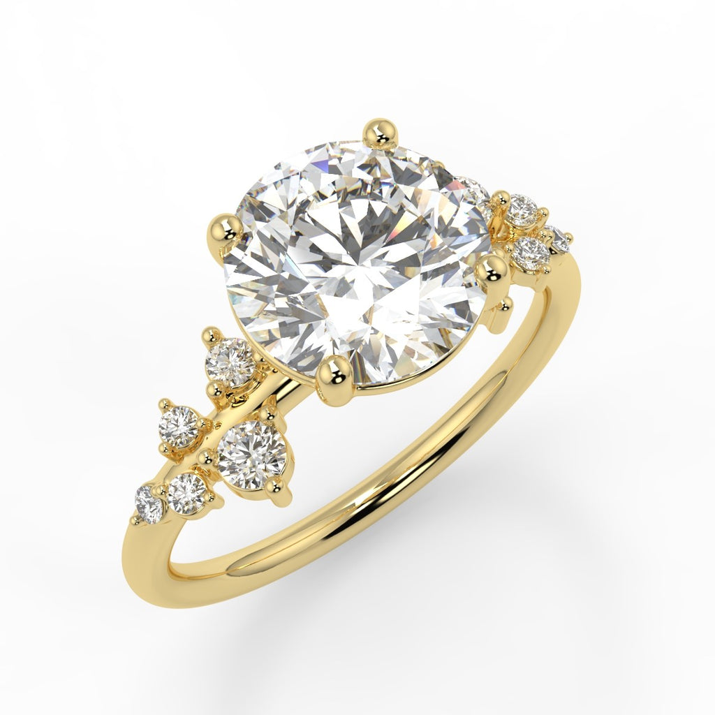 Stunning 2.0 CT Round Moissanite Engagement Ring with Cluster Design 1