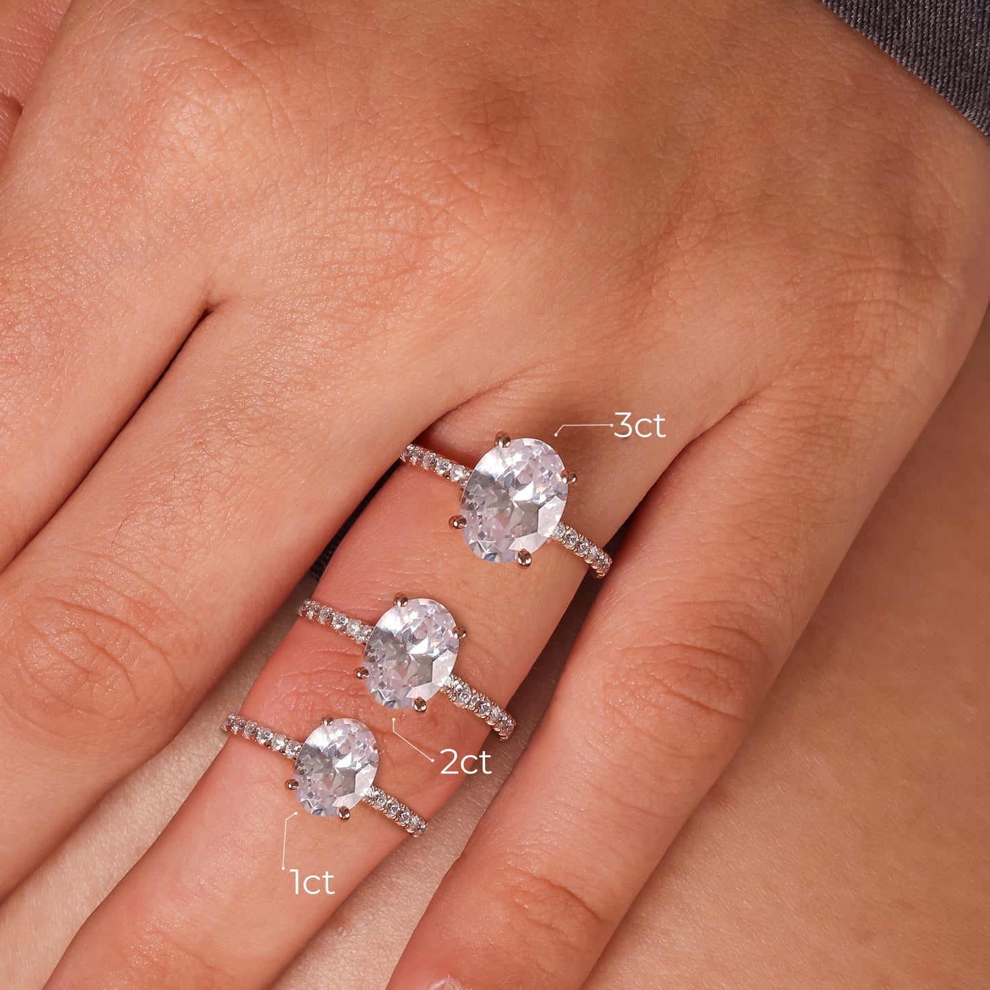 Stunning 1.0 CT Oval Moissanite Engagement Ring with Hidden Halo & Pave Design 5