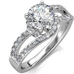 Round Cut Pave & Split Shank Style Cubic Zirconia in 925 Sterling Silver Ring 3