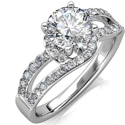 Round Cut Pave & Split Shank Style Cubic Zirconia in 925 Sterling Silver Ring 3