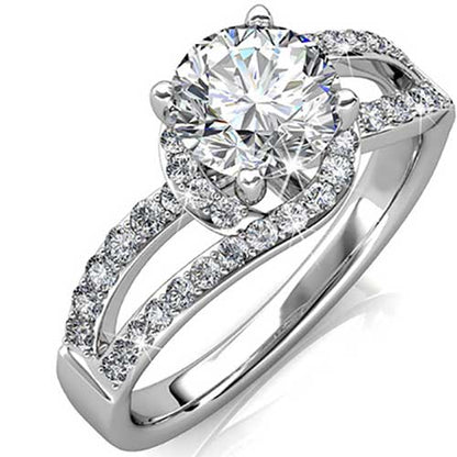 Round Cut Pave & Split Shank Style Cubic Zirconia in 925 Sterling Silver Ring 3