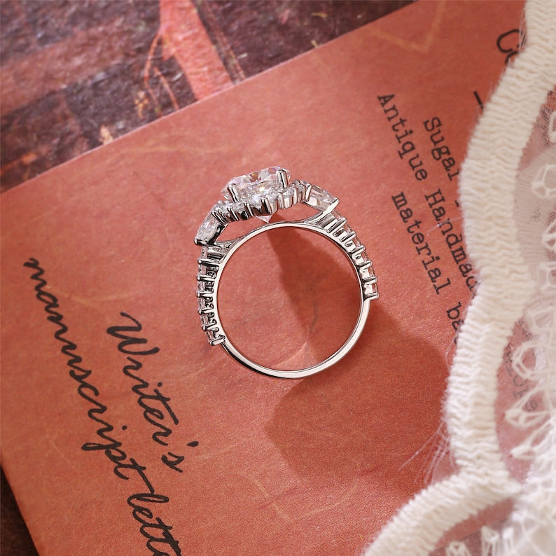 Stunning 4.5 CT Oval Moissanite Engagement Ring with Halo & Pave Design 4