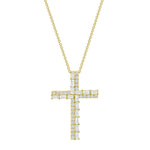 1.0 TCW Round & Baguette Moissanite Diamond Cross Pendant Necklace in Solid Gold 1