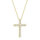 1.0 TCW Round & Baguette Moissanite Diamond Cross Pendant Necklace in Solid Gold 1