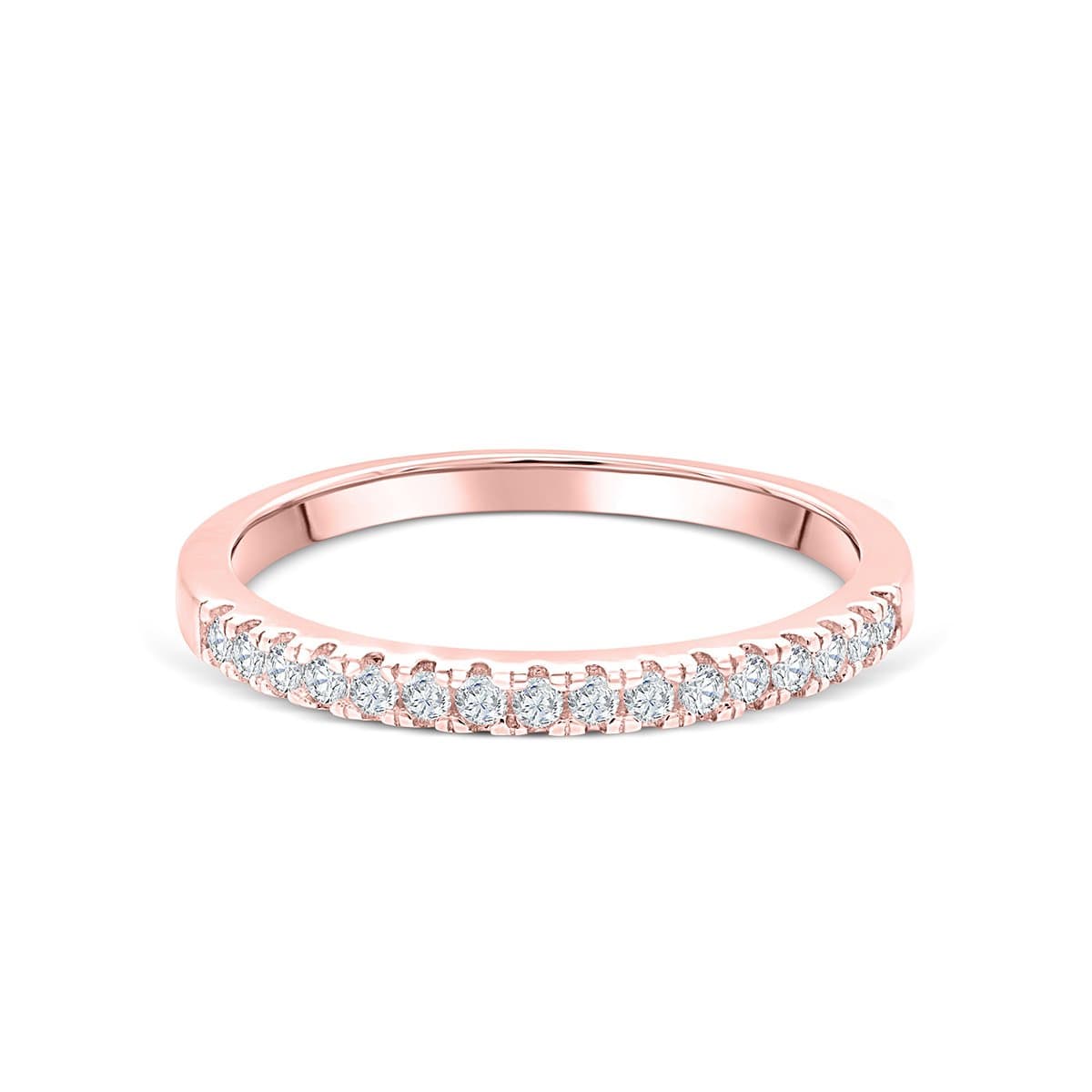 Stunning 0.2 TCW Round Moissanite Stone in Half Eternity Wedding Bands 1