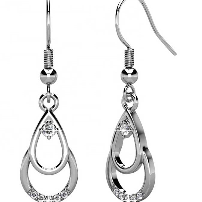Round Cut Cubic Zirconia in 925 Sterling Silver Earrings 2