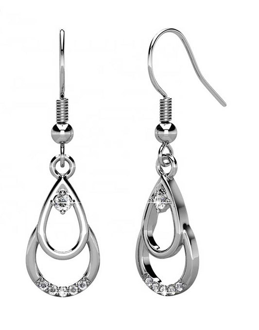Round Cut Cubic Zirconia in 925 Sterling Silver Earrings 2