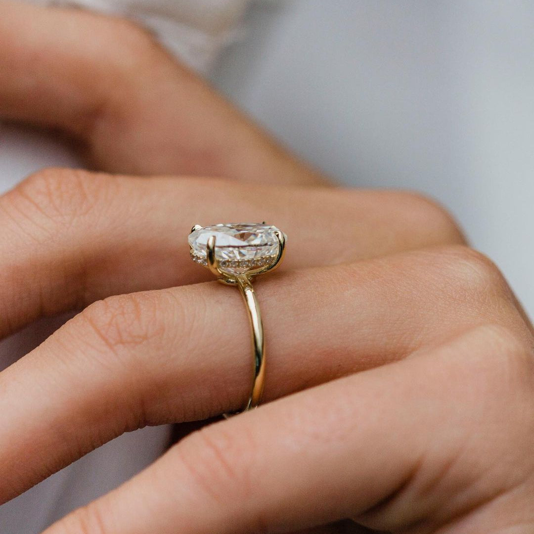 4.25 CT Oval Moissanite Ring Featuring Hidden Halo Style 2