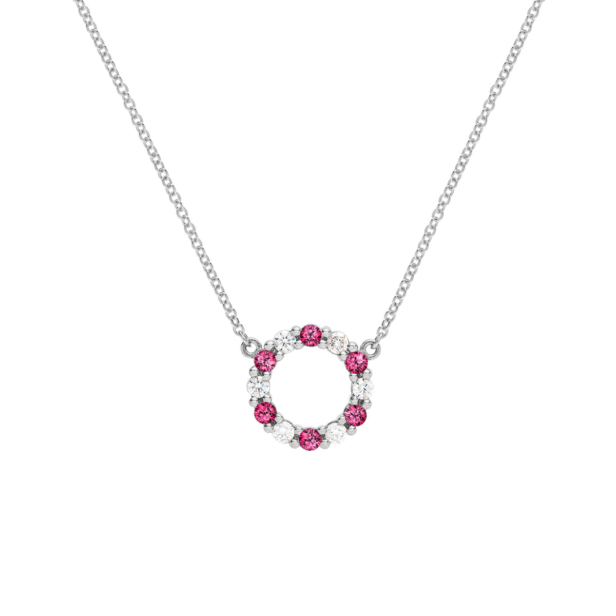 0.36 TCW Round Ruby Lab Made Diamond- July Birthstone Necklace 7