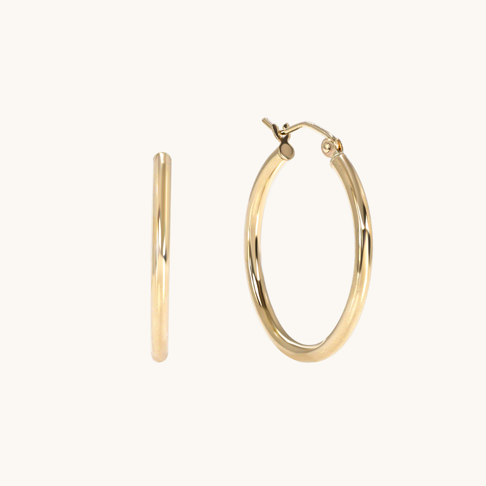 Classic Polished Hoop Earrings in Gold 2