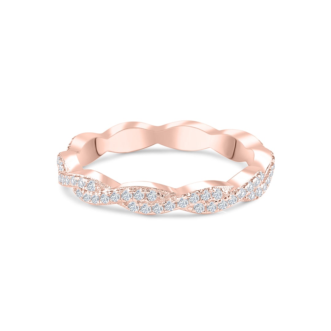 Stunning 0.4 TCW Round Moissanite Stone With Full Eternity Wedding Band 1