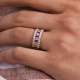 0.33 TCW Round Ruby Lab Made Diamond- January Birthstone Half Eternity Wedding Band 8
