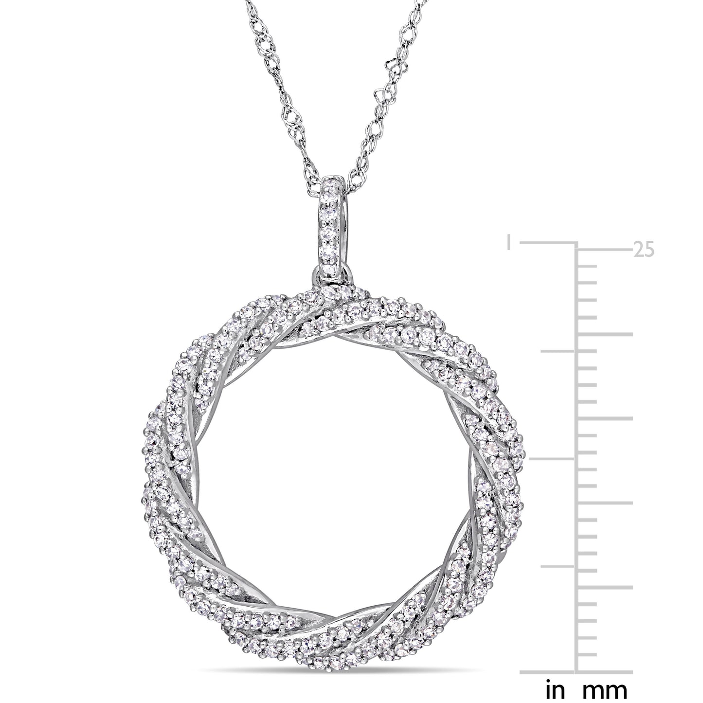 Round Cut Cubic Zirconia in 925 Sterling Silver Necklace 9