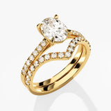 1.50 CT Oval Cut Moissanite Pave Bridal Ring Set with Curved Wedding Bands 2
