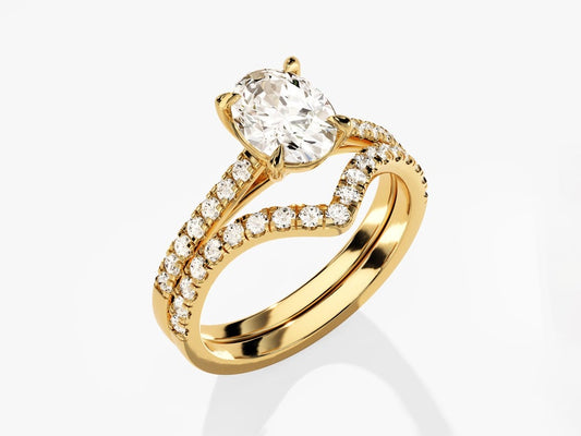 1.50 CT Oval Cut Moissanite Bridal Ring Set with Marquise & Round Wedding Bands 2