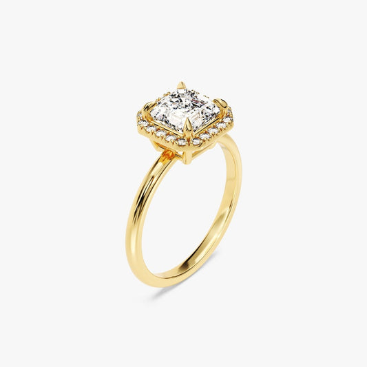 Stunning 1.0-2.0 CT Asscher Moissanite Engagement Ring with Halo Design 2