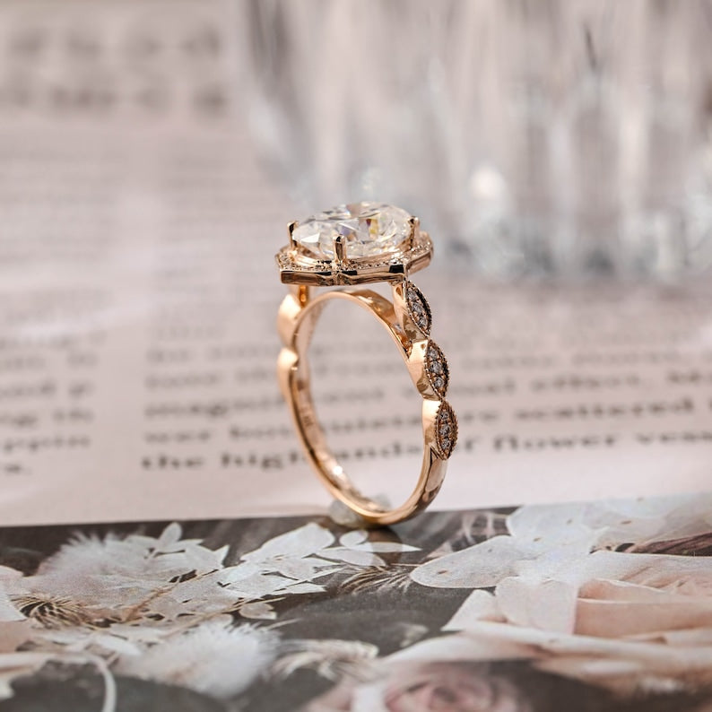 Stunning 3.0 CT Oval Moissanite Engagement Ring with Halo Design 3