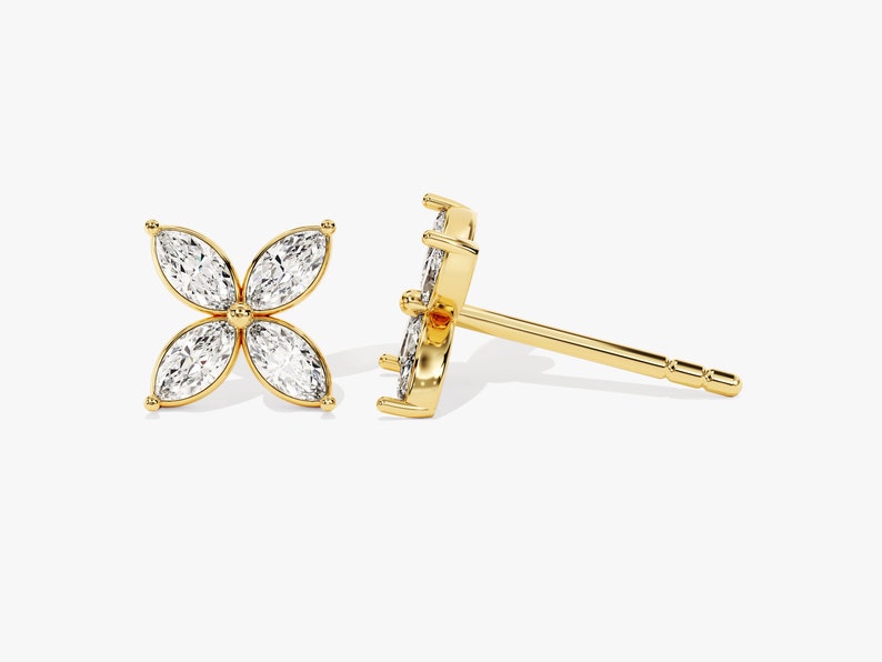 0.50 TCW Marquise Cut Moissanite Stud Earrings in Gold 3