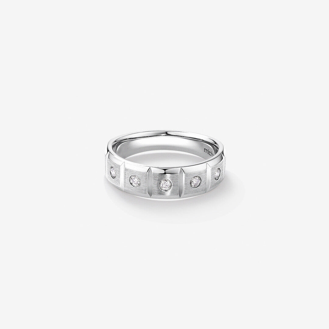 0.20 CT Round Moissanite Dainty Men's Wedding Band in Solid Gold 1
