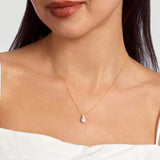 0.50 CT Round Moissanite Diamond Droplet Pendant Necklace in Solid Gold 1
