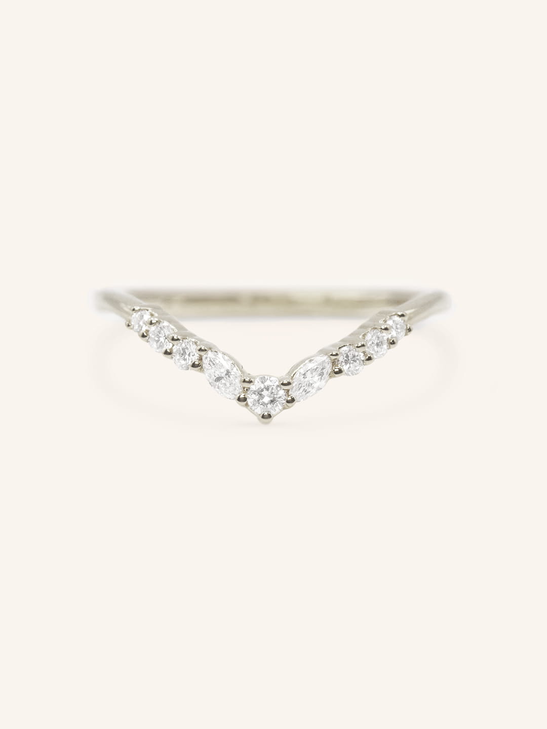 Stunning 0.20 CT Round & Marquise Moissanite Stones Curved Wedding Bands 3